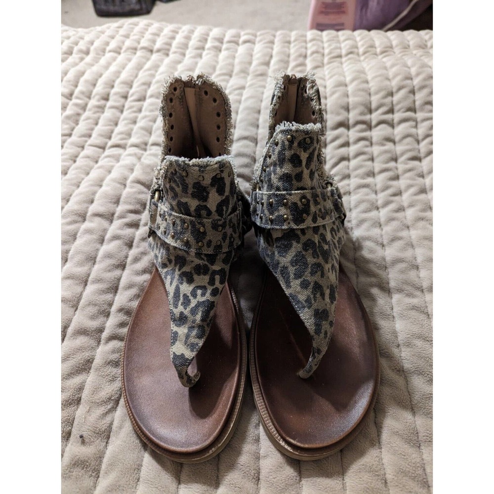 VeryG Women Sandals 9.5 Sparta Animal Print Thong Gladiator Fabric Shoe Zipper